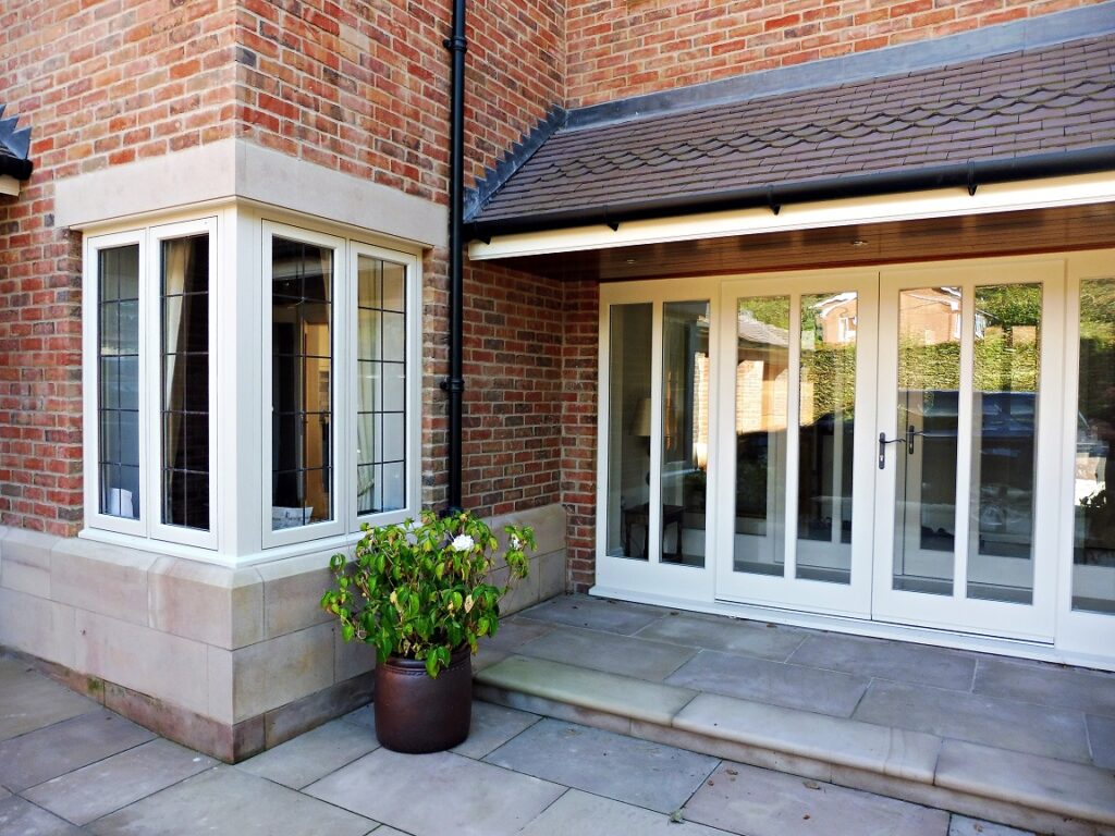 Hardwick casement windows corner bay post square lead painted strutt yellow Melbourne french doors side lights