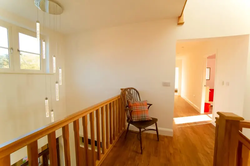 landing and wooden windows interior