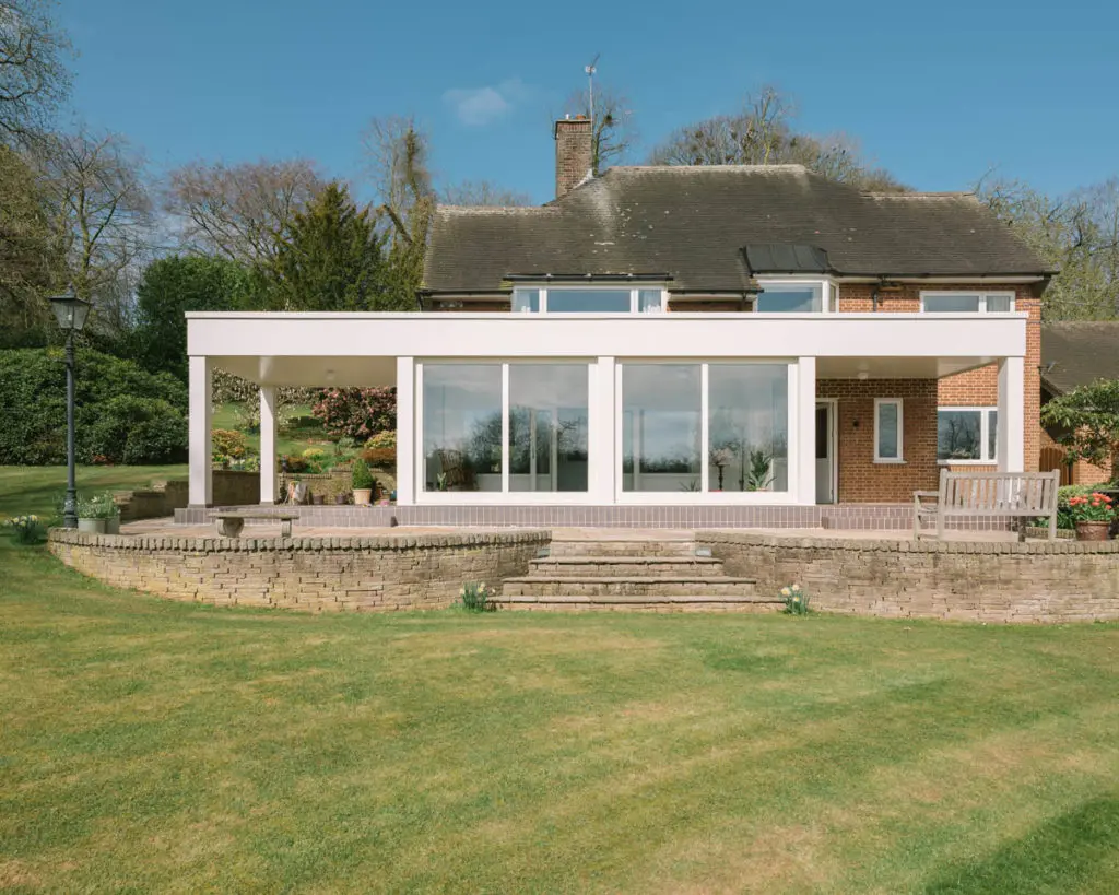 Arwel House, Staffordshire: long shot of the new lift and slide doors head on