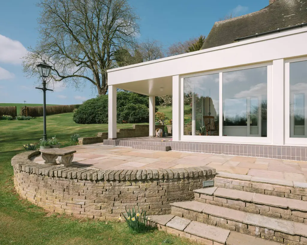 Arwel House, Staffordshire: closer shot of the new lift and slide doors from the right