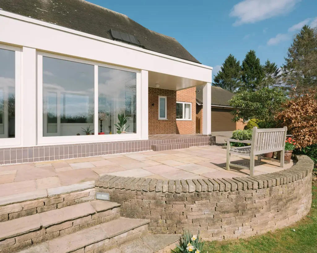 Arwel House, Staffordshire: closer shot of the new lift and slide doors from the left