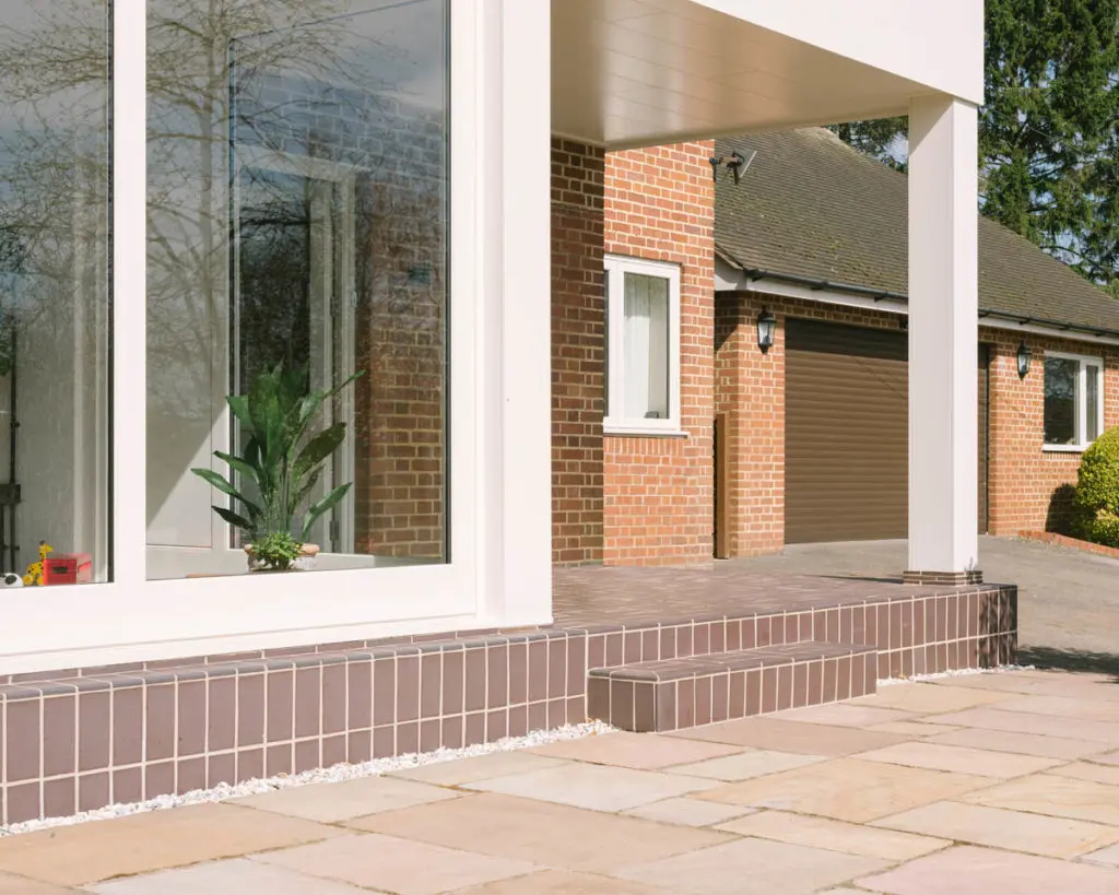 Arwel House, Staffordshire: detail of the new lift and slide doors from the left