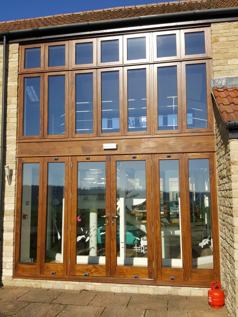 2 storey Accoya screen dark stained Walnut Melbourne doors
